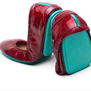 Tieks Patent Ruby Red Leather Flats Size 11